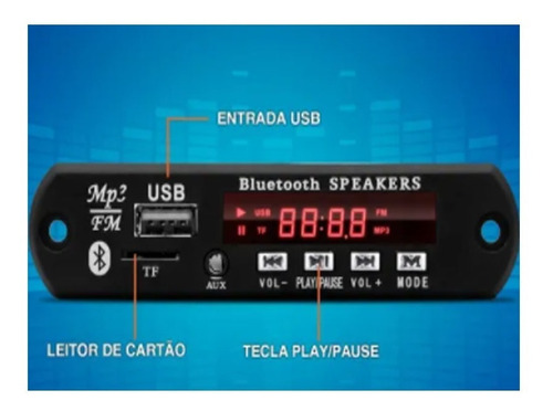 Imagem 4 de 5 de Placa Decodificador Usb P/ Caixa Ativa Mp3 Fm Aux Bluetooth