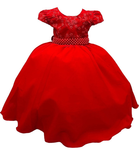 Vestido Infantil Vermelho Luxo Festa Aniversario 4 Ao 16