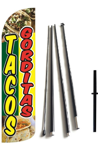 Tacos Y Gorditas Bandera Publicitaria Estructura Con Estaca 
