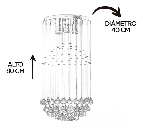 Candil 5 Luces Cristal Cortado Esfera Williams Krystal Color Cromado