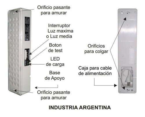 Imagen 3 de 7 de Luz De Emergencia Atomlux 2045 42 Leds Hasta 30 Hs Autonomia