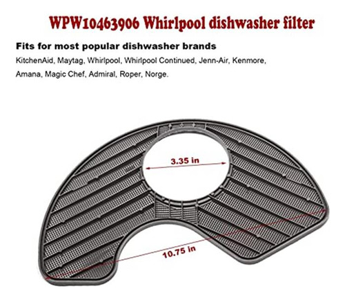 Repuesto De Filtro De Lavavajillas Wp Para Lavavajillas Whir