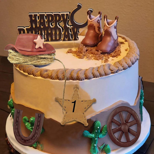 Adorno Para Tarta De Vaquero , Decoración Para Fiesta Con