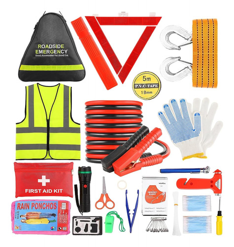 Kit De Emergencia Para Automóvil Con Cables De Puente 76 E.