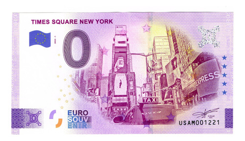 Billete 0 Cero Euro Souveni Times Square New York U S A 2022