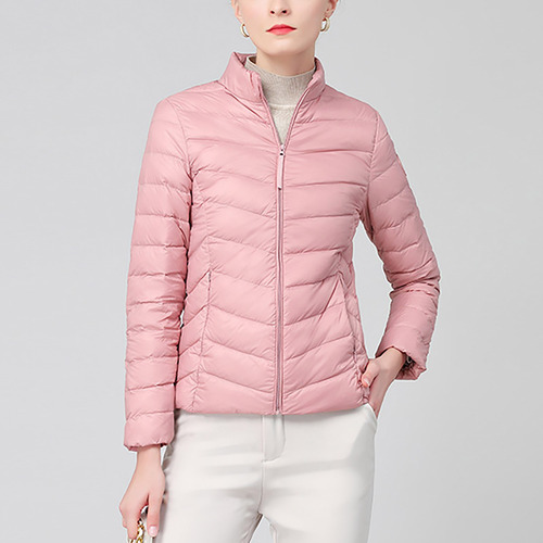 Chaqueta Moderna Para Mujer Con Cuello Alto Y Cremallera Par