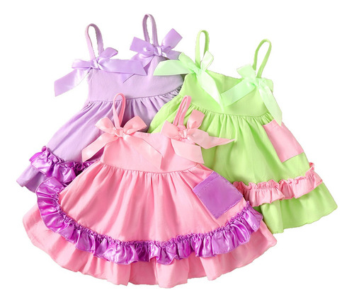 Lindo Vestido De Tirantes Macaron Para Niñas Hibobi