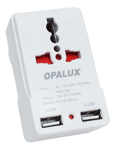 Adaptador Enchufe Múltiple + Doble Usb Op-823a Opalux