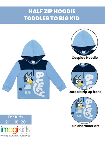 Sudadera Con Capucha Bluey De Forro Polar Con Media Cremalle