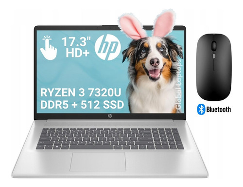 HP Ryzen 3 7320U 8Gb Ram 512GB SSD Pantalla 17.3 HD+ 1600 px x 900 px AMD Radeon Graphics Incluye Windows 11 Laptop 17-CP2035 Con Mouse de Regalo