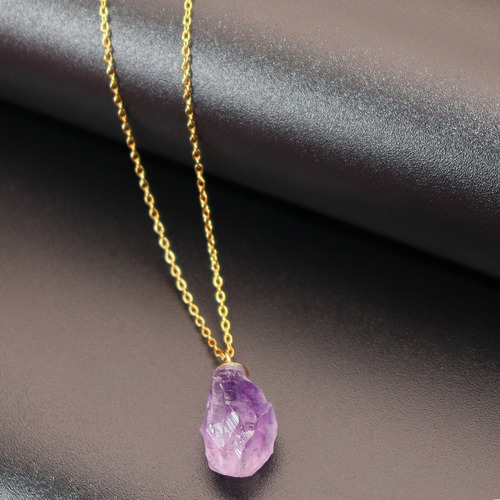 Collar Cuarzo Amatista En Bruto Violeta