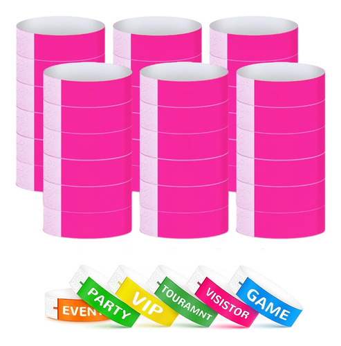 Pulseras Tyvek De Papel De Eventos Fiestas (rosa)