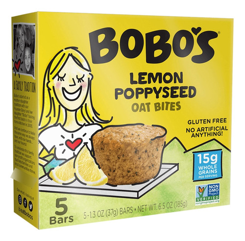 Bobo's Bocaditos De Avena, Semillas De Amapola De Limon, 1.3