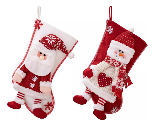 2 Pcs De Medias Navideñas, Adornos Navideños Bolsa De Regalo