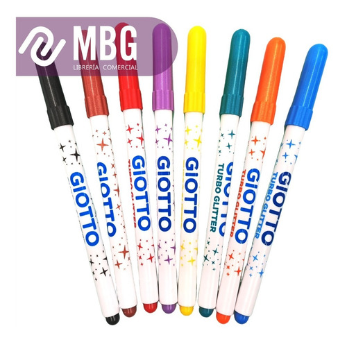 Imagen 2 de 6 de Marcadores Giotto Turbo Glitter X 8 Unidades