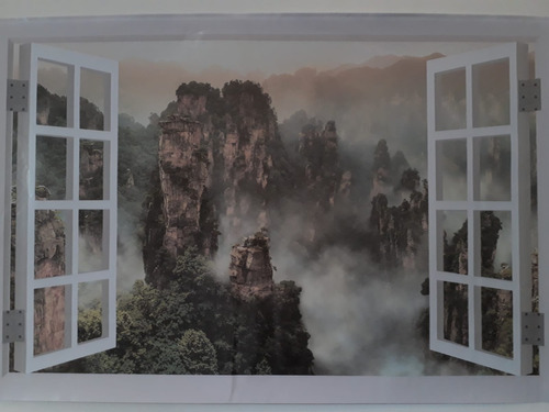 Vinilo Adhesivo Ventana 3d  Montaña Rocosa 