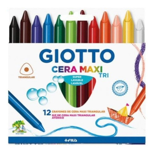 Crayones De Cera Giotto Maxi X 12 Colores 11.5 Mm Triangular