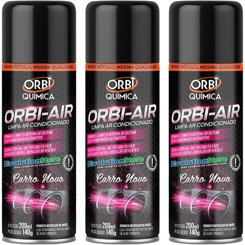 Kit 3 Unids Spray Limpa Ar-condicionado Orbi-air Carro Novo
