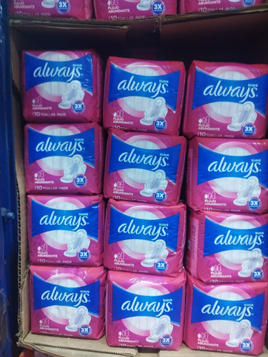 Pack 6 Toallas Femeninas 10 Pz C/u Flujo Abundante Always