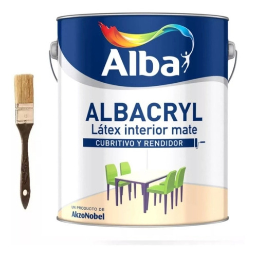 Combo Albacryl Latex Interior Mate 10 Lts + Pincel