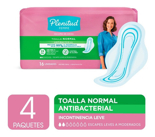 Imagen 2 de 3 de Plenitud Toalla Normal Femme X 16 Unidades Pack X 4