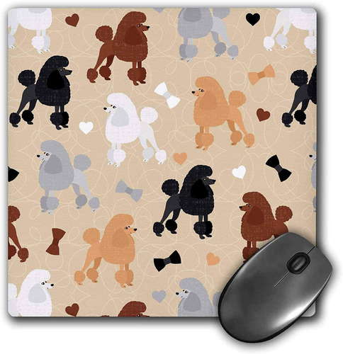 Mouse Pad Beige Dibujos Poodles 8 X 8 Pulgadas