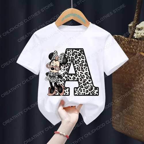 Polera De Minnie Con Letras Animal Print