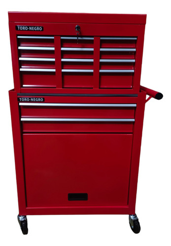 Caja De Herramientas Toro Negro Tn0817 10 Compart. Metal Rojo
