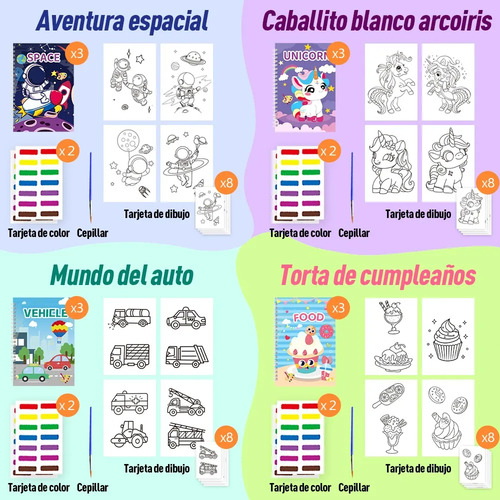 24 Pcs Libro Para Colorear Libreta De Dibujo De Acuarela