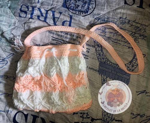 Bolso Tipo Manos Libres Tejido En Crochet Ganchillo