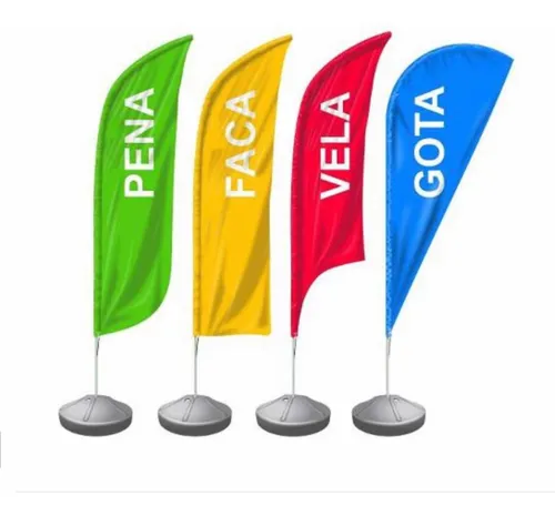Imagem 1 de 6 de Kit 3 Wind Banner 3m Wind Flag Só Base E Estrutura 