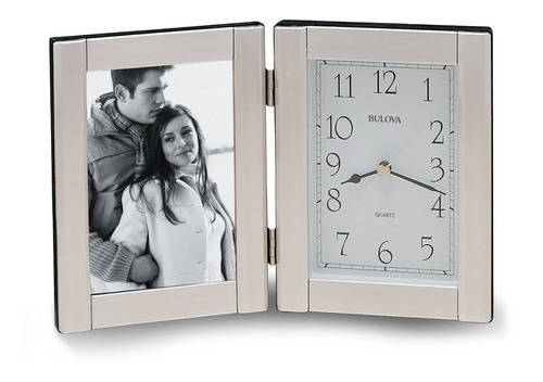 Reloj Bulova Clocks De Mesa B1275 Porta Retrato Aluminio 