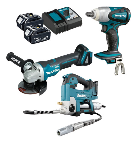 Kit Makita 18v Esmeril/llave Impacto/engrasadora Dga458rte-3