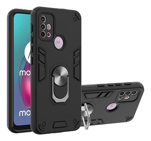 Funda Case Para Motorola Moto G30 Con Anillo Metálico Negro