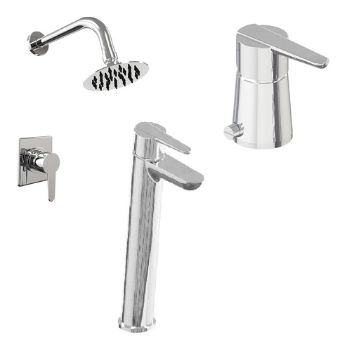 Combo griferia lavatorio alto ducha bidet hidromet flat cr