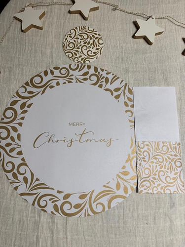 Imagen 9 de 10 de Set Platos De Sitio De Papel + Porta Cubiertos + Posavasos