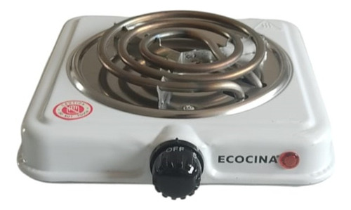 Parrilla Electrica Ecocina De 1 Quemador Con Termostato Color Blanco