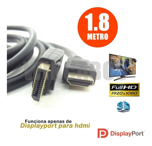 Imagem 7 de 8 de Cabo Displayport X Hdmi De 1,80 Metros