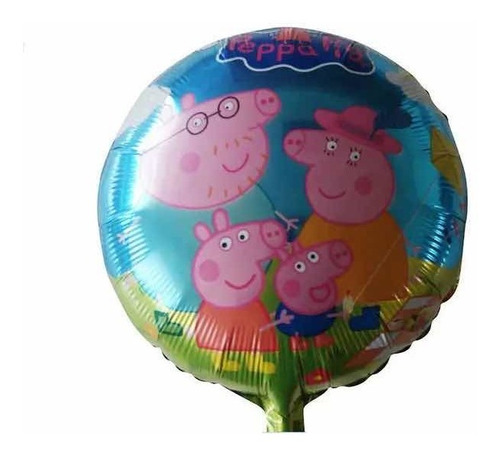 Set 12 Globos Foil Peppa 45 Cm, Incluye Varillas