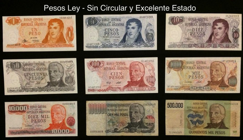 Billetes Argentinos Antiguos. Pesos Ley Unc- Xf Lote:$800