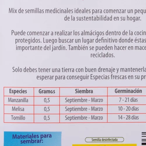Mix Semillas Medicinales 1,5 Gr Sachet Afj