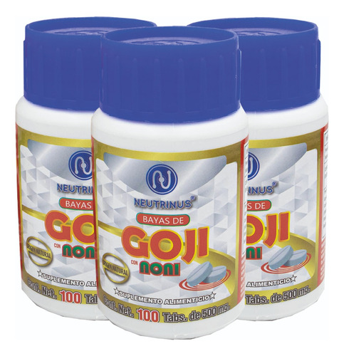 Kit 3 Suplemento Alimenticio Bayas De Goji Sabor Sin Sabor
