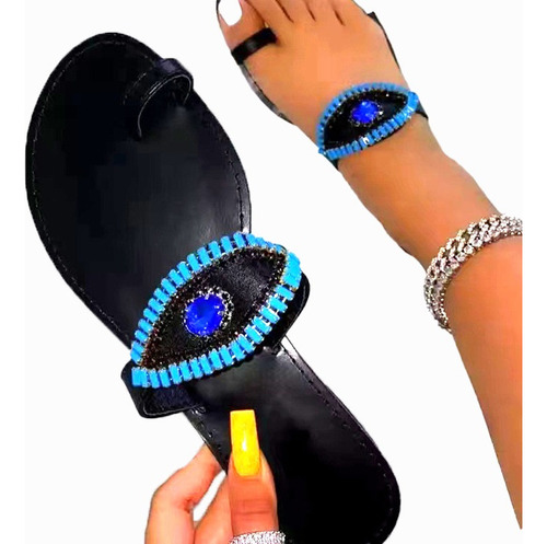 Chanclas De Dama Y Ojo De Gema Punta Engastada De Pantuflas