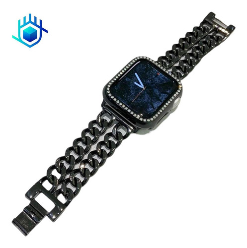 Imagen 7 de 10 de Correa Extensible Para Apple Watch Cadena + Mica Lujo Metal