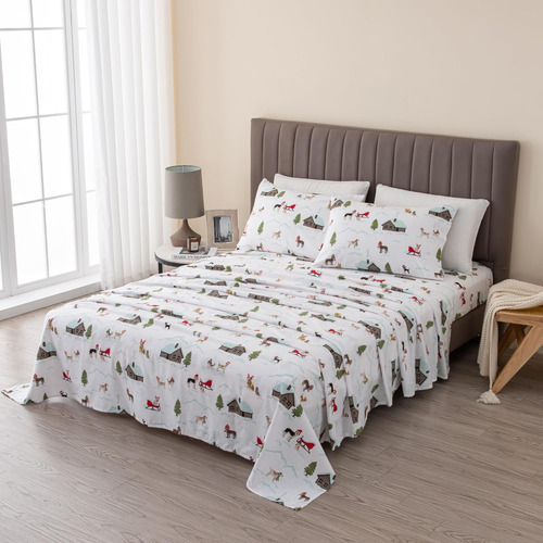 Juego De Sábanas Navideñas De Franela Great Bay Home, Tamaño