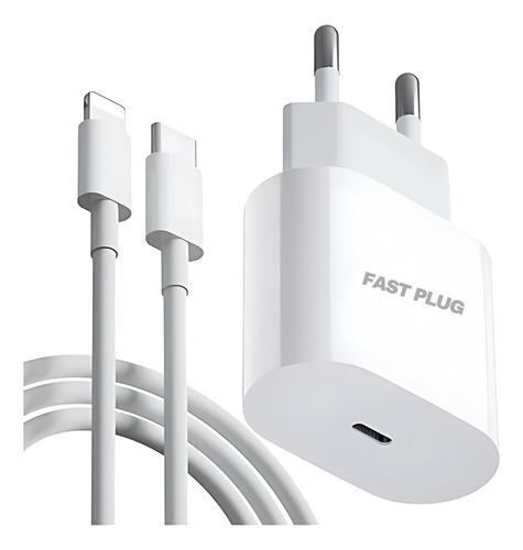 Carregador Turbo Para iPhone 8 Plus X Xr 11 12 13 14 Pro Max Cor Branco Fast Plug