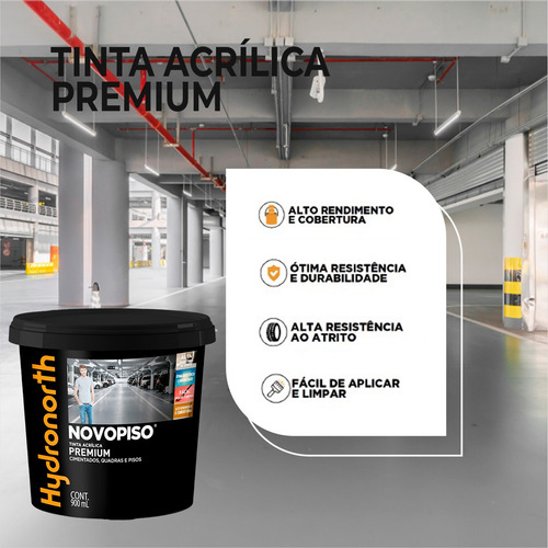Tinta Pinta Piso Piso Hydronorth 900ml Trafego Intenso Acabamento Fosco Cor Cinza