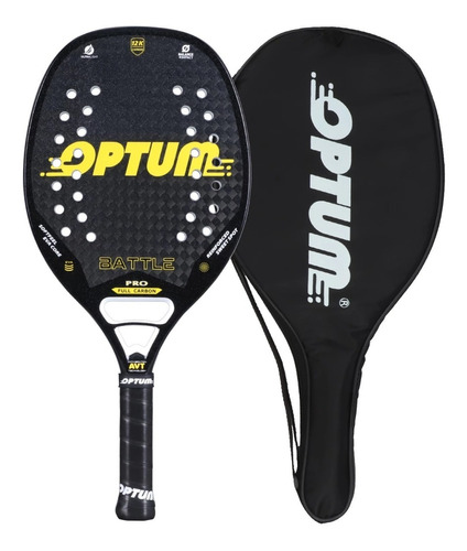Raquete De Beach Tennis Optum Battle Pro Full Carbon + Grip