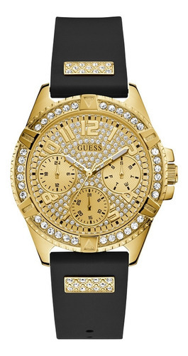 Reloj Guess U1160l1 Frontier Color Negro Color del bisel Dorado Color del fondo Champagne