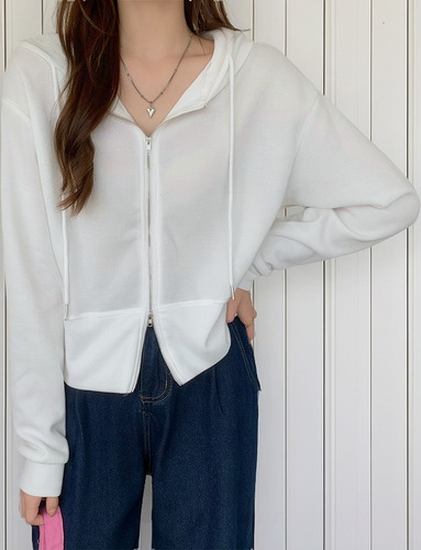 Chamarra Casual Coreana Con Capucha Y Cremallera Para Mujer